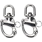 Amarine Made Pair of Swivel Eye Snap Shackle Quick Release Bail Rigging Sailing Boat Marine Stainless Steel for Sailboat Spinnaker Halyard CD309012 (4-7/8")