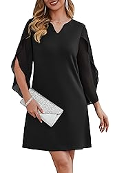 RUMIA Cocktail Dress for Women 3/4 Sleeve V Neck