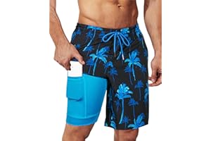 SURF CUZ 9" Mens Swim Trunks with Compression Liner Bathing Suits 2 in 1 Stretch Zipper Pockets Quick Dry