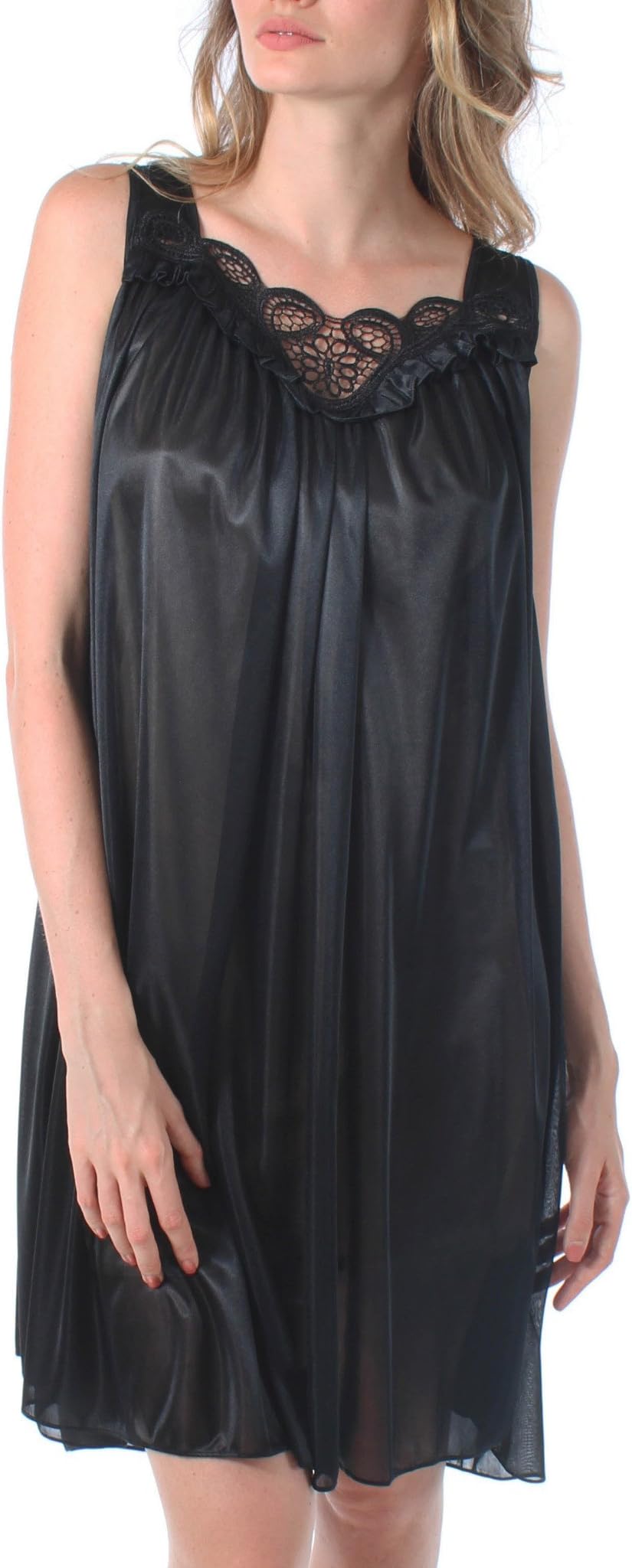 Venice Womens' Silky Looking Embroidered Nightgown 06N
