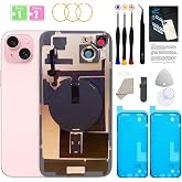 GUPFIX Back Glass Replacement for iPhone 15 with Repir Tools Pink | Big Hole OEM Rear Cover Glass Pre-Installed Internal Parts Easier Replace Pink DIY Lover Phone Repair Shop with Instruction