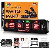 Auxbeam 4 Gang Slim Switch Panel RGB AS-R40 Auto-Dimmable Control Panel | Toggle Momentary Pulsed Switch Pod,On/Off Backlight,Multifunction Switch for Truck Offroad Boat,Waterproof, 3 Years Warranty