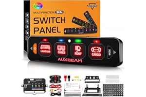 Auxbeam 4 Gang Slim Switch Panel RGB AS-R40 Automatic Dimmable Switch Panel with Toggle Momentary Pulsed LED Switch Pod Off B