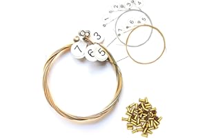 INKNOTE Lyre Harp a Sets of 7 Lyre Harp Strings Replacement Metal String with 30 pcs gold Brass Hollow Rivets Set for Lyre Ha
