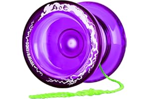 7YO Professional Responsive Yoyo for Kids, Fingerspin Trick Yoyo, Dual Purpose Crystal Yoyo AOE Wide Plastic Yoyo with Unresponsive Bearing, Axle, Yoyo String (Purple)