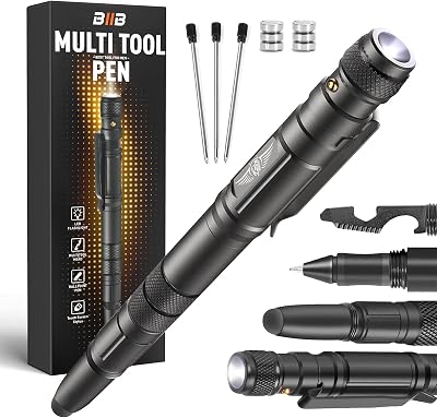 BIIB 7 in 1 Fidget Pen Multi Tool LED Gift for Men Dad Birthday Easter