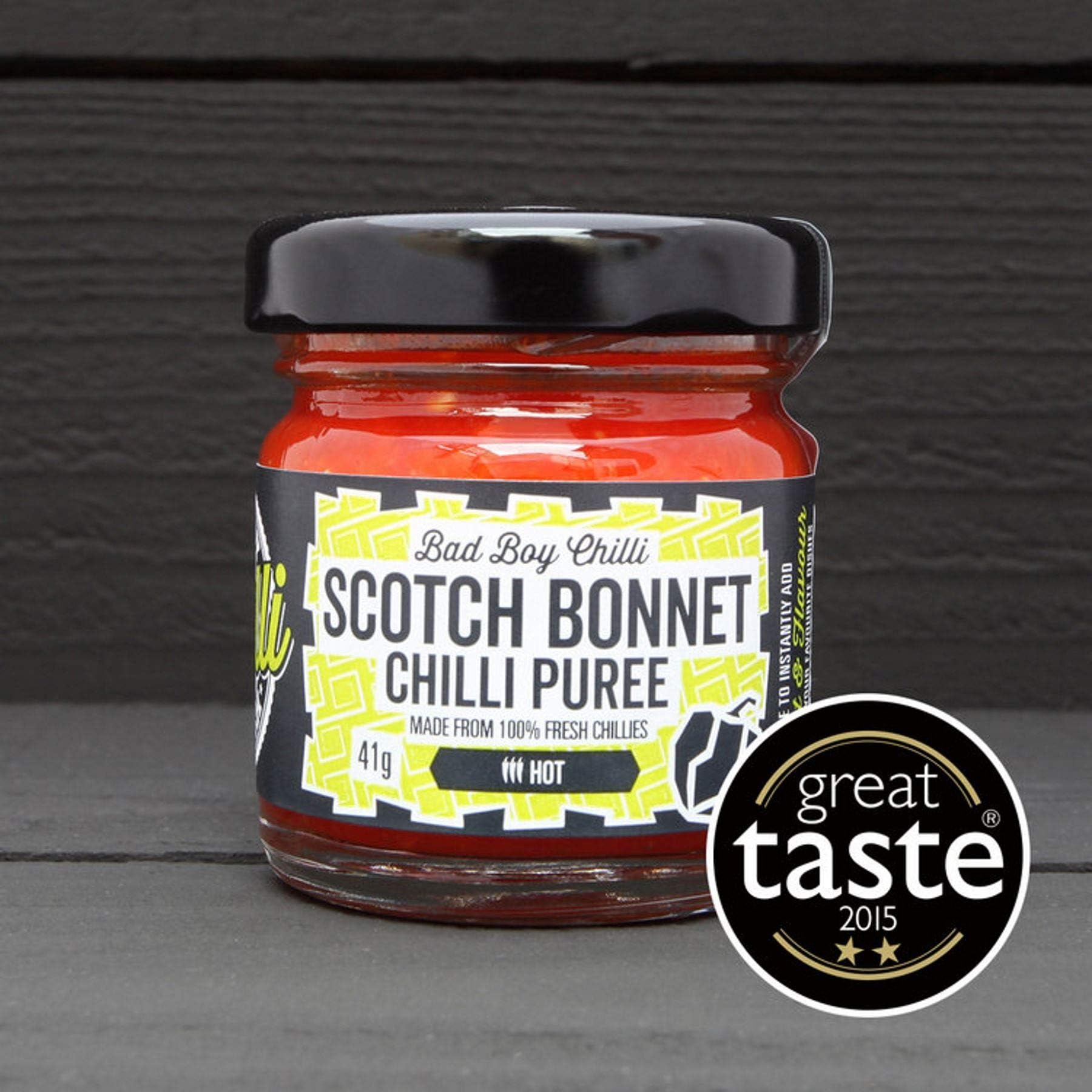 Bad Boy Chilli Mash - Scotch Bonnet Chilli Puree 100% Fresh Chillies 41g