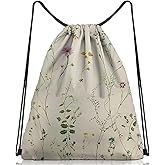 Zewurtuw Drawstring Backpack String Sports Bags for Swimming Waterproof Aesthetic Sackpack for Unisex Women Beach (13"×17")-Flowers