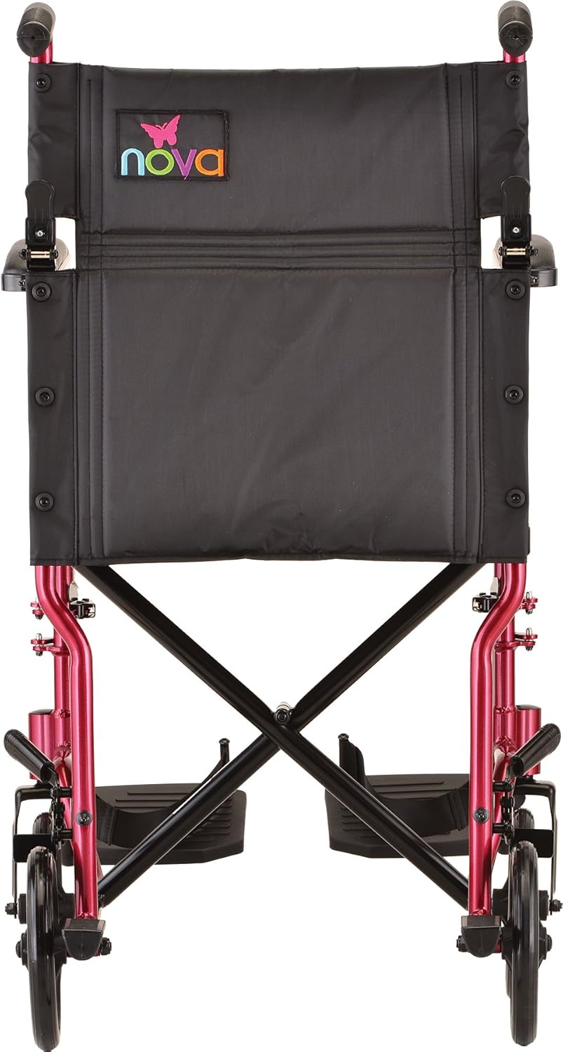 NOVA Medical Products 19" Lightweight Transport/Wheelchair, Red: Health & Personal Care