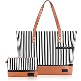 Laptop Tote Bag for Women Large Canvas Womens Briefcase Waterproof Computer Bag Work Bags for Women Fits 15.6 inch Laptop