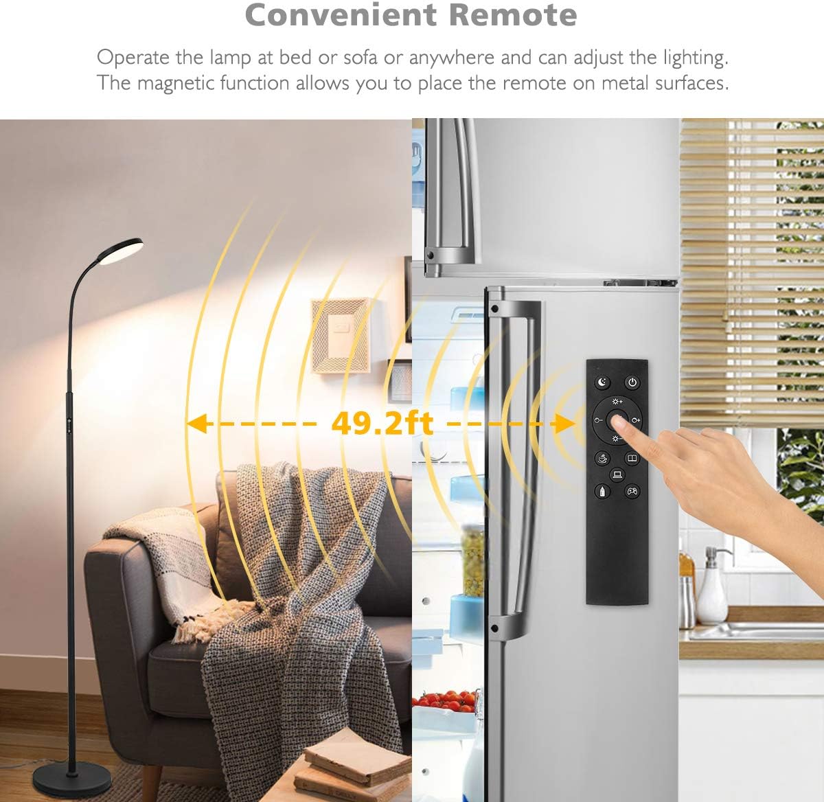 Floor Lamp - JOOFO LED Floor Lamp, Remote & Touch Control & 1 Hour Timer Reading Standing Lamp,4 Color Temperatures with Stepless Dimmer Torchiere Floor Lamps for Living Room Bedroom Office (Black): Home Improvement