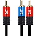 SHD RCA to 2RCA Subwoofer Cable Audio Cable 2RCA to 1RCA Bi-Directional RCA Y Adapter Premium Sound Quality Dual Shielded with Gold Plated Connectors-10Feet