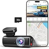 REDTIGER 4K Dash Cam Front, ADAS, Built-in WiFi GPS, Mini Car Dash Camera with G Sensor, 24H Parking Monitor, Free 32GB Memor