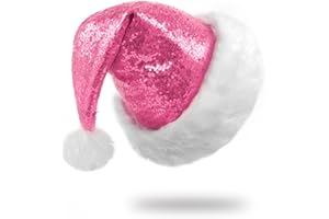 Eoocan Sequin Christmas Hat for Adult Unisex Thicken Comfortable Santa Hat for Christmas New Year Festive Theme Party Supply