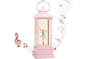Christmas Ballerina Rotating Snow Globe,11" H Lighted Glittering Musical Christmas Snow Globe Lanterns, Ballerina Dancing Chr