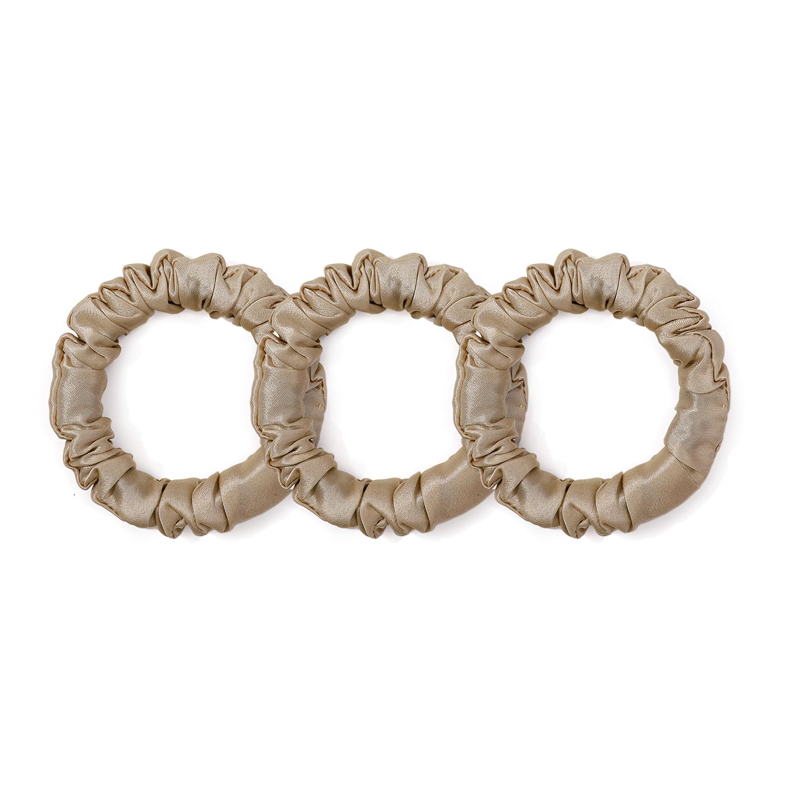 LILYSILK Women's 100% Silk Hair Scrunchies Ladies Elastic Hair Tie Bobbles Ponytail Holders for All Hair Type and Conditions and Preventing Hair Frizz Breakage Loss,Coffee 3pcs — image 1