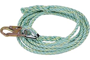 Peakworks Premium Vertical Lifeline - Fall Protection Polysteel 5/8" Diameter Rope made for Construction, Roofing, Rock/Tree 