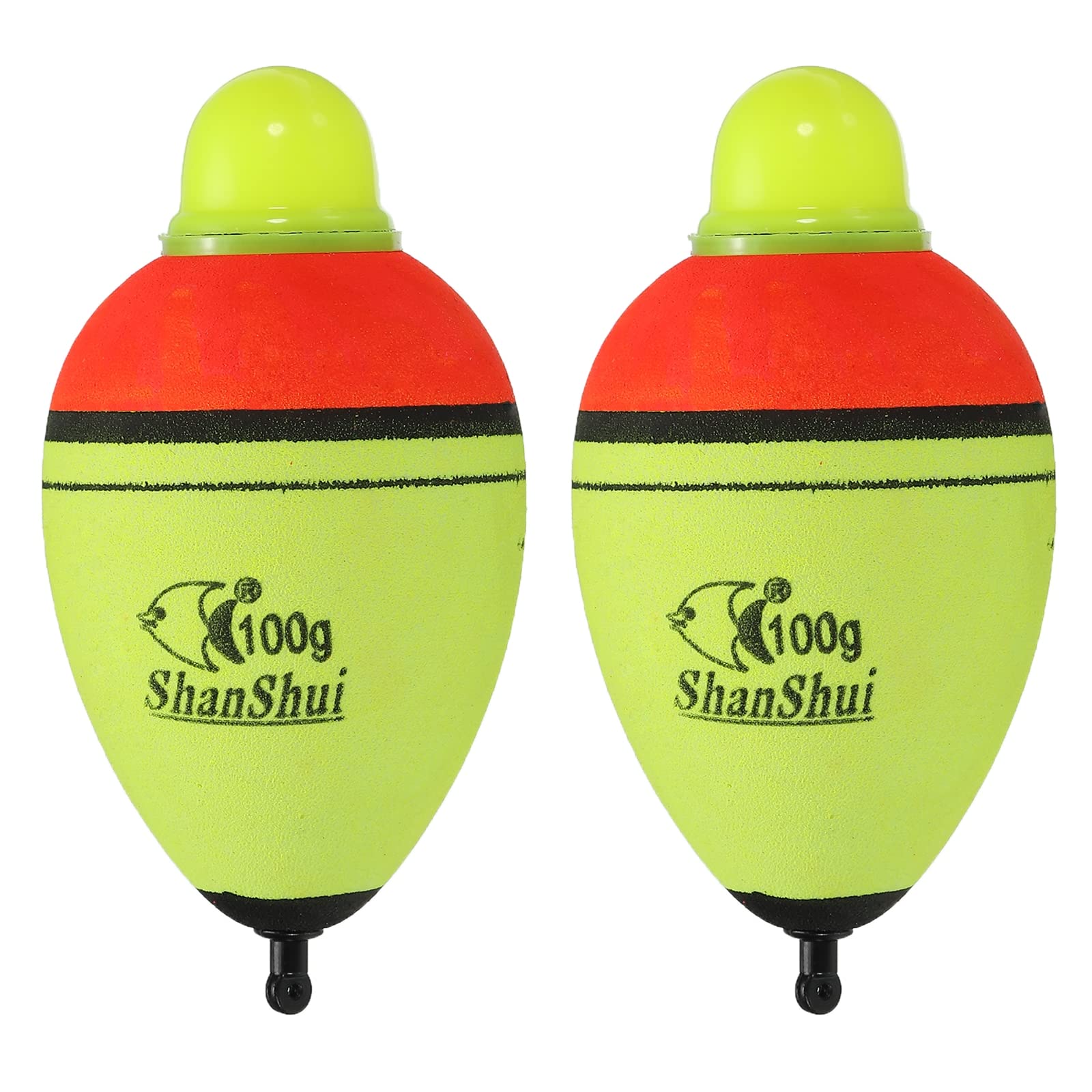 PATIKIL 3.5oz Lighted Fishing Slip Bobbers, 2 Pack EVA Light Up Fishing Float for Night Fishing, Yellow