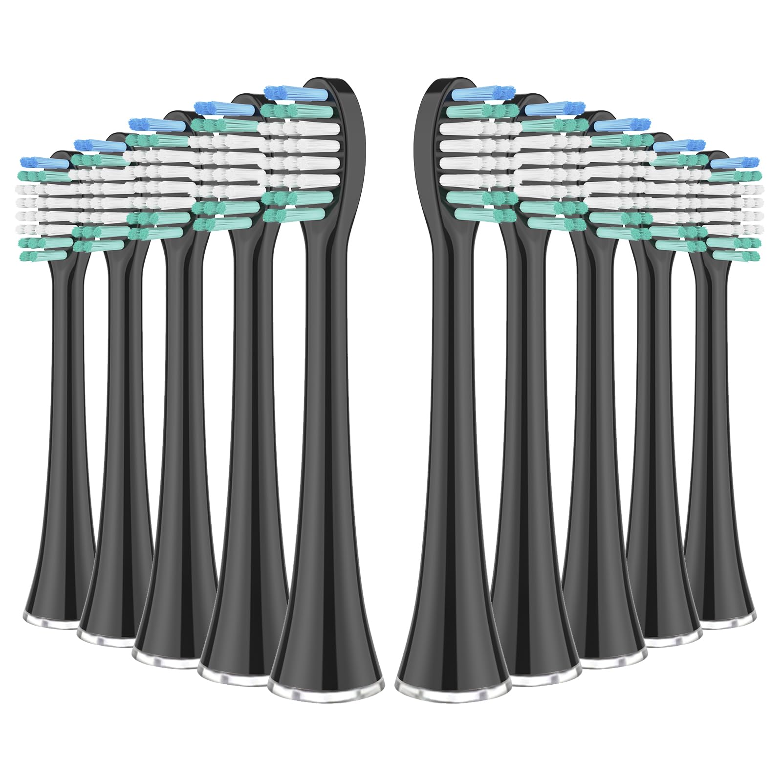 Photo 1 of Harobey Replacement Toothbrush Heads Compatible with AquaSonic Black Series, Vibe Series, Black Series Pro,and for Duo Series Pro Electric Toothbrush Black, Pack of 10