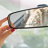 Matwsec 6 Pcs I Love You Drive Safe Mirror Sticker, Cute Car Stickers, Vinyl Rearview Mirror Sticker, Automotive Decals, Car Decor for Women, Men, I Love You Gifts, Stocking Stuffers (Black)