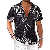 Comdecevis Men's Hawaiian Floral Shirts Short Sleeve Button Down Tropical Summer Beach Shirts