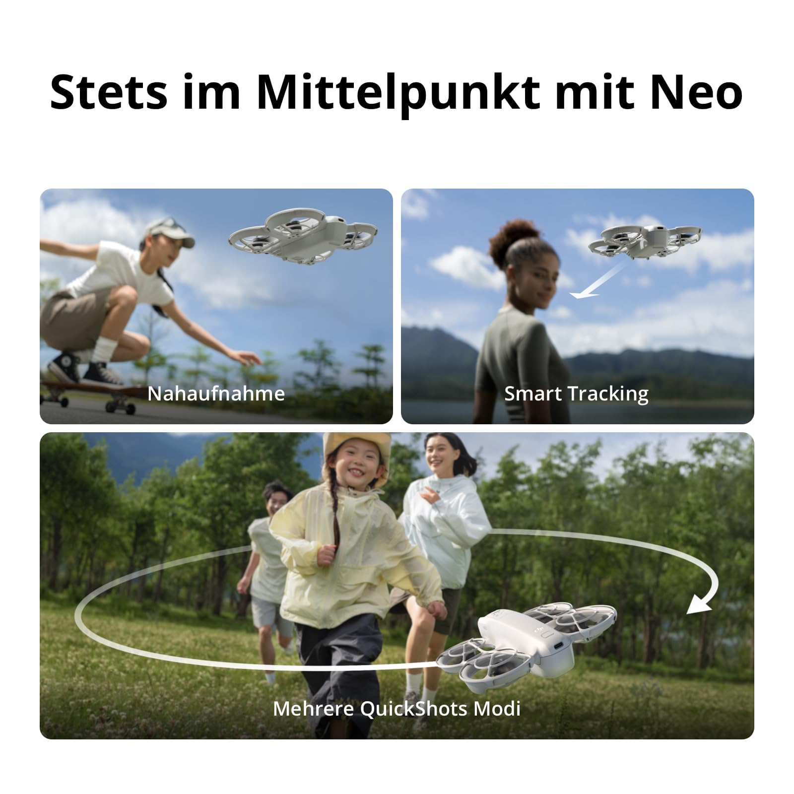 DJI Neo, Mini Drohne mit Kamera 4K UHD Für Erwachsene, 135g, Selbstfliegende Drohne, Motivverfolgung, Handstart, QuickShots, Integrierter Propellerschutz, Quadrocopter, Ohne Controller 5