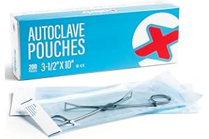 Saferly Sterilization Self-Seal Autoclave Pouches, Sterilizing Self-Sealing Pouch Bag for Dental Equipment and Instruments, 3-1/2" x 10", Box of 200