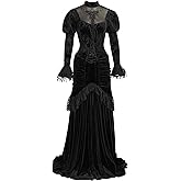 Cosplay.fm Women's Gothic Witch Vampire Dress Medieval Renaissance Fancy Dress Victorian Velvet Halloween Costume