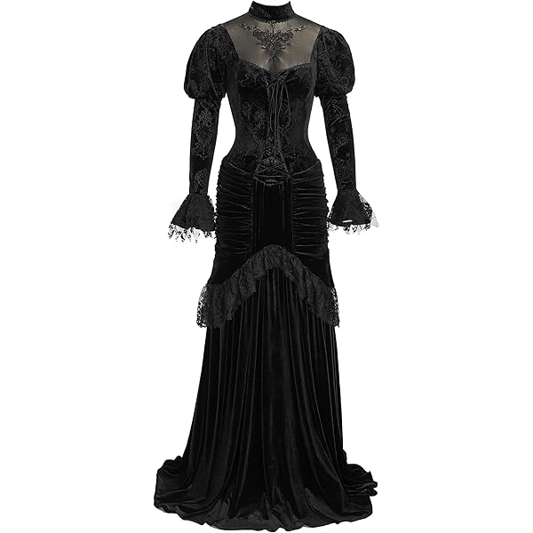 Amazon.com: Gothic Vampire Cocktail Dress for Women Retro Sleeveless Party  Dresses Black Velvet Lace Splice Bodycon Sling Dress : Clothing, Shoes &  Jewelry