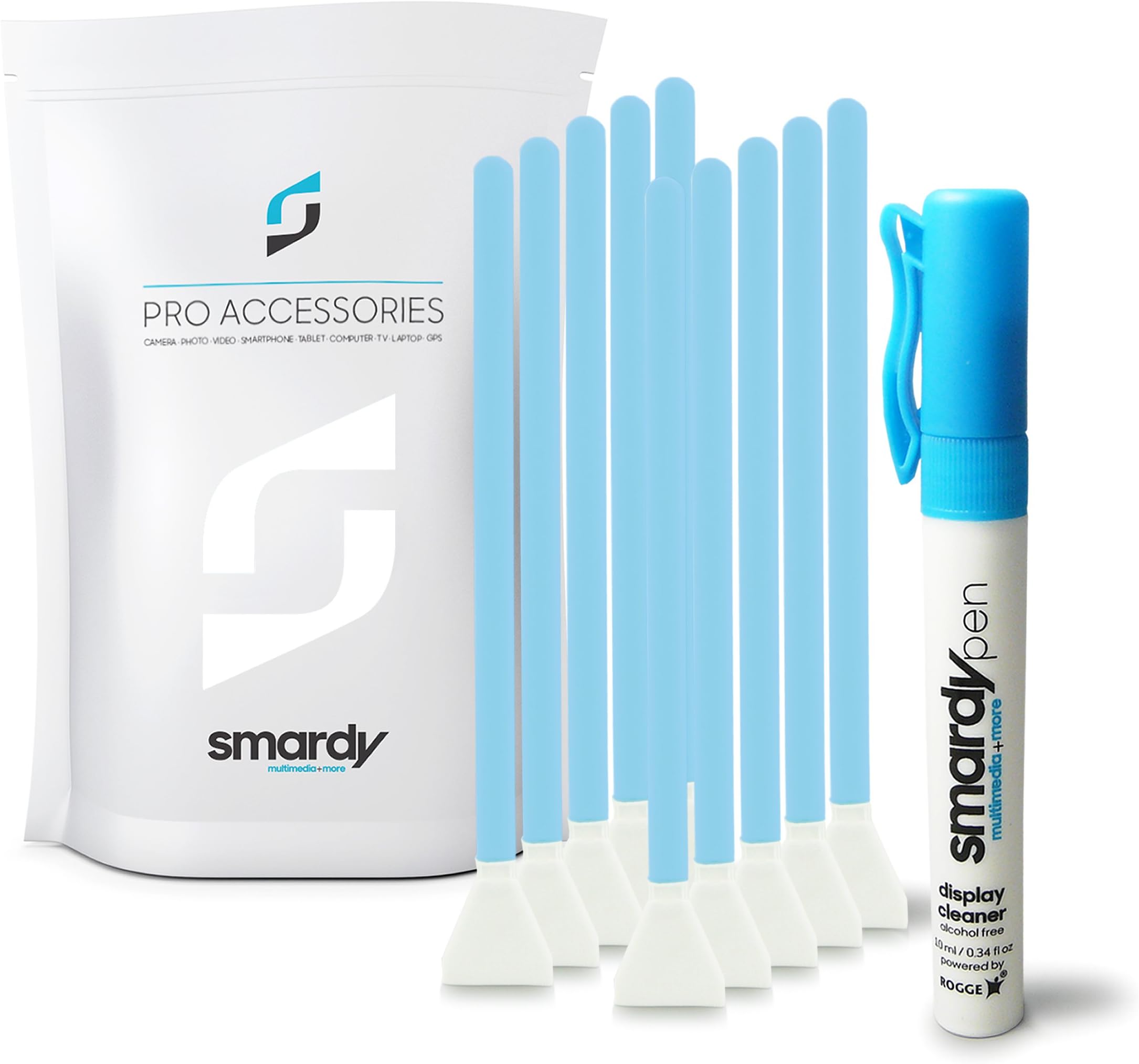 smardy - Camera Sensor Cleaning Kit for 7 to 10 cleanings - 10x Microfibre Sensor Cleaner Swab 16 mm + 10ml SprayPen with ROGGE® - All Natural TFT/LCD/Lens/Sensor Cleaner - DSLR Reflex