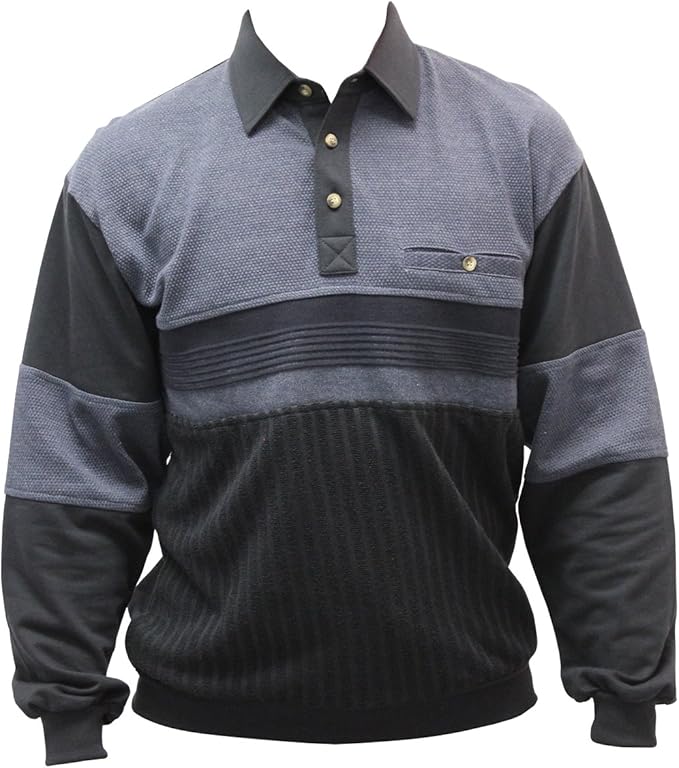 LD Sport French Terry Long Sleeve Banded Bottom Polo Shirt 6094760