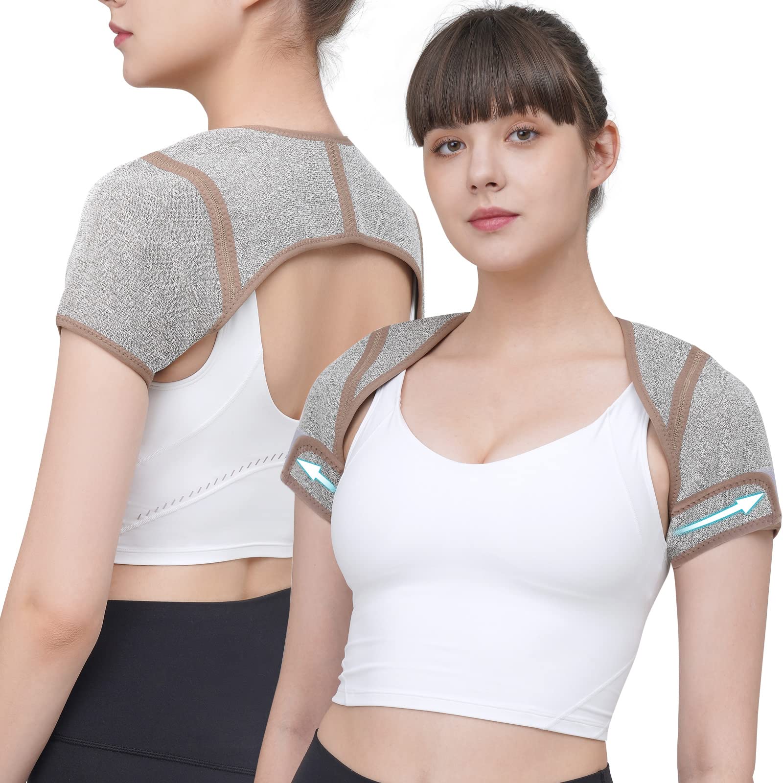 Photo 1 of KD Shoulder Brace: Graphene Warm Rotator Cuff Support Brace, Double Shoulder Braces for Women and Men Pain Relief, Tendonitis, Arthritis (Medium)