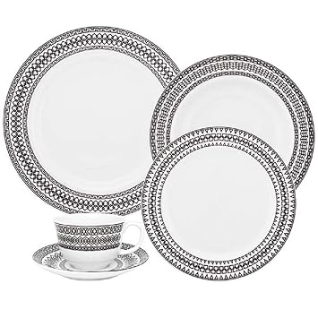 Oxford Flamingo Sense 42 Piece Porcelain Dinnerware Set, White