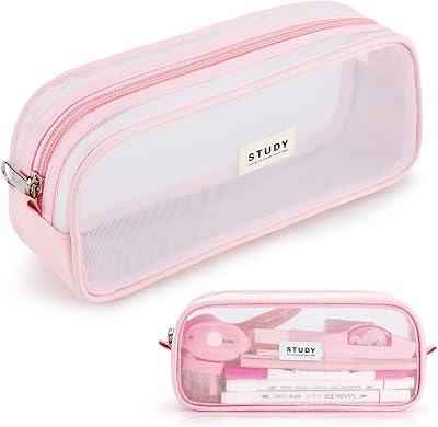 KALIDI Clear Pencil Case Large Pen Bag 23cm Transparent Organizer