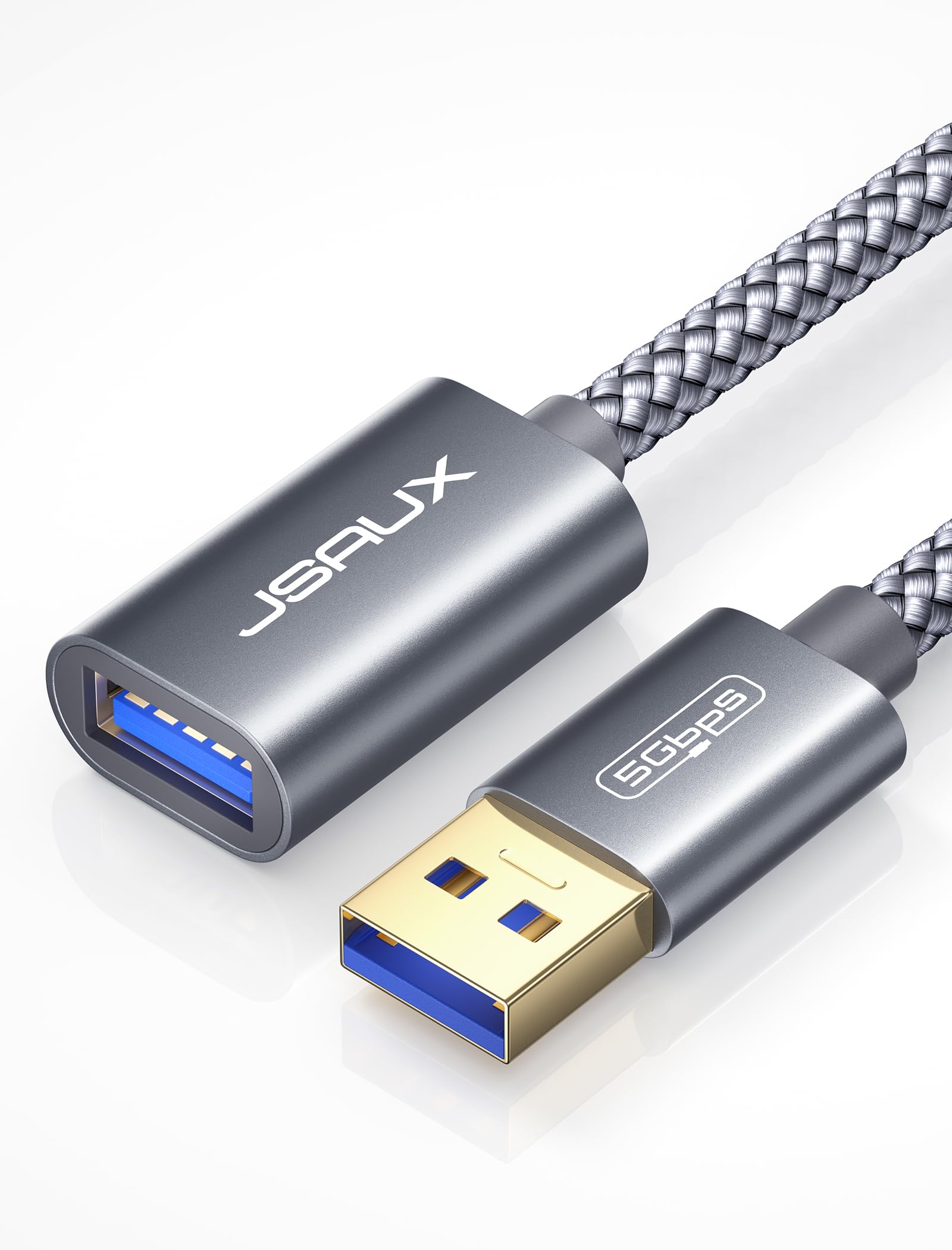 JSAUX USB Extension Cable 2M, USB 3.0 Extender Male to Female 5Gbps High Speed Data Transfe, USB Extension Lead Compatible with Printer, Scanner, U Disk, Keyboard, Gaming Controller, Charging Cable