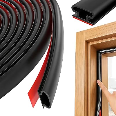 Shudyear 6M Black D-Shape Rubber Weather Stripping Door Seal Self-Adhesive