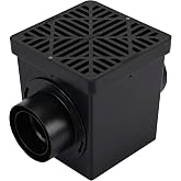 NDS 900BKITRTL1PK Square Catch Basin Drain Kit with 2-Opening Catch Basin Drain, 2 Adapters, 1 Outlet Plug, 1 Plastic Drain Grate, 9-Inch, for Lawns, Landscaped Areas, Black