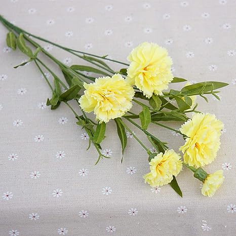Amazon プレゼント 造花 カーネーション ブーケ サプライズ 世話いらず オシャレ 枯れない 防ダニ 土なし 撮影 キッチン 子供部屋 お元月 新年 インテリア 卒業式 前撮り 母の日 彼女 5本セット イエロー 造花 オンライン通販
