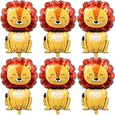 Lion Balloons 6 Pcs Foil Helium Lion Shaped Animal Party Balloons Cartoon Animal Zoo Woodland Balloon for Jungle Safari Theme Backdrop Kids Birthday Party Decorations Supplies
