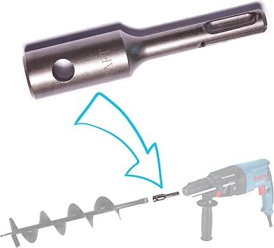 BLUMKRAFT SDS PLUS Auger Adapter for Post Holes & Fencing Drills 20mm Mount