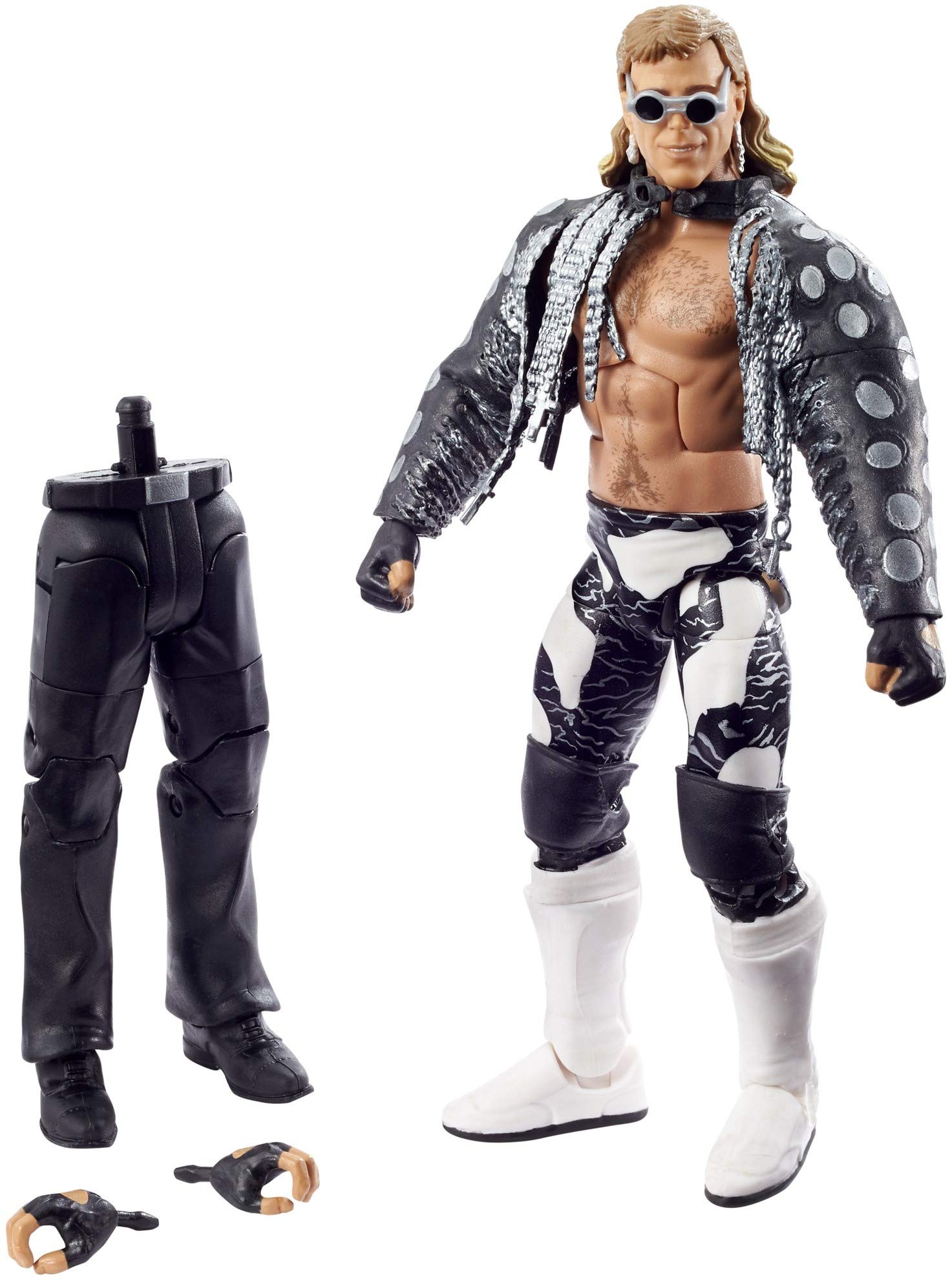 ​WWE Shawn Michaels WrestleMania Elite Collection Action Figure with Entrance Vest, Sunglasses and Paul Ellering and Rocco Build-A-Figure Pieces for WWE Fans Ages 8 Years Old and Up