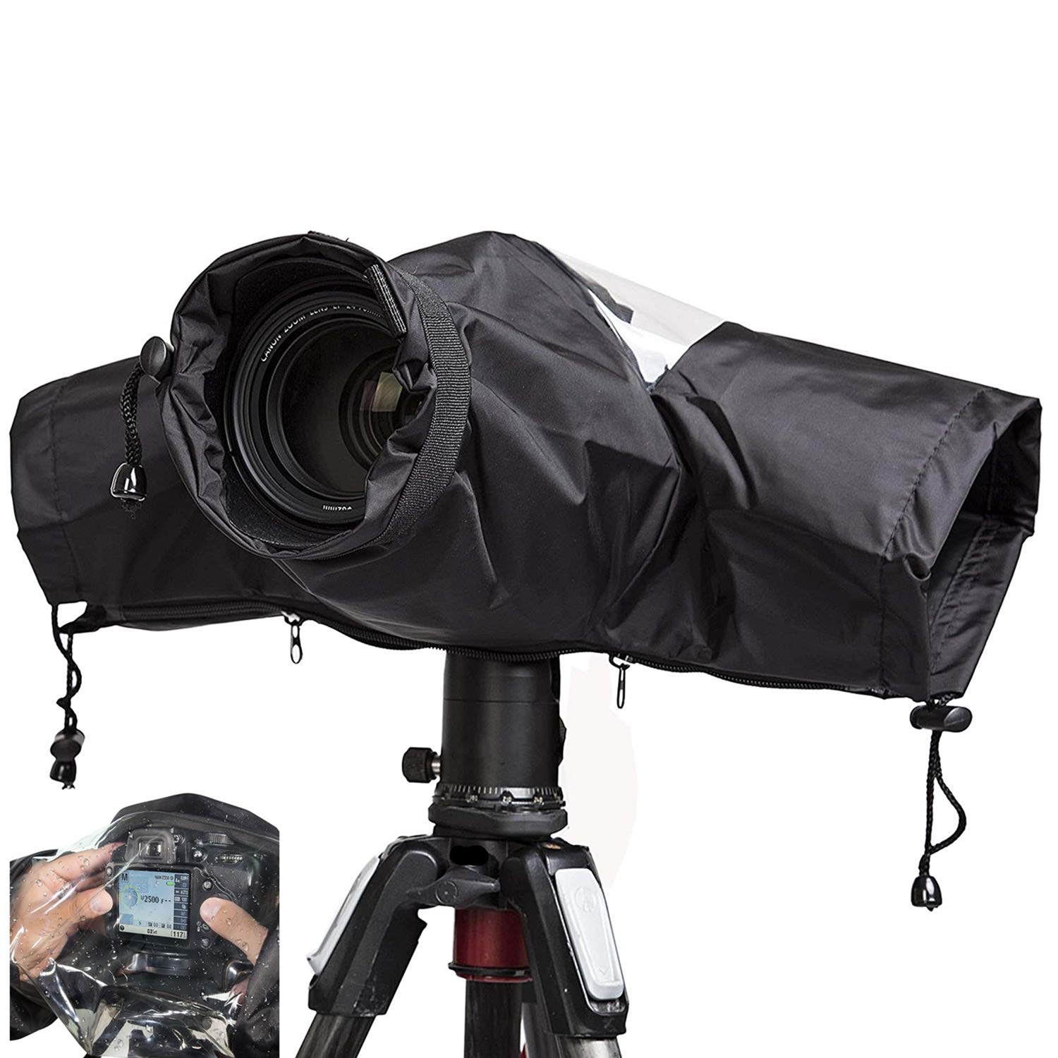 WANBY Waterproof Camera Rain Cover Professional Soft Black Camera Rain Covers for All DSLR SLR Cameras