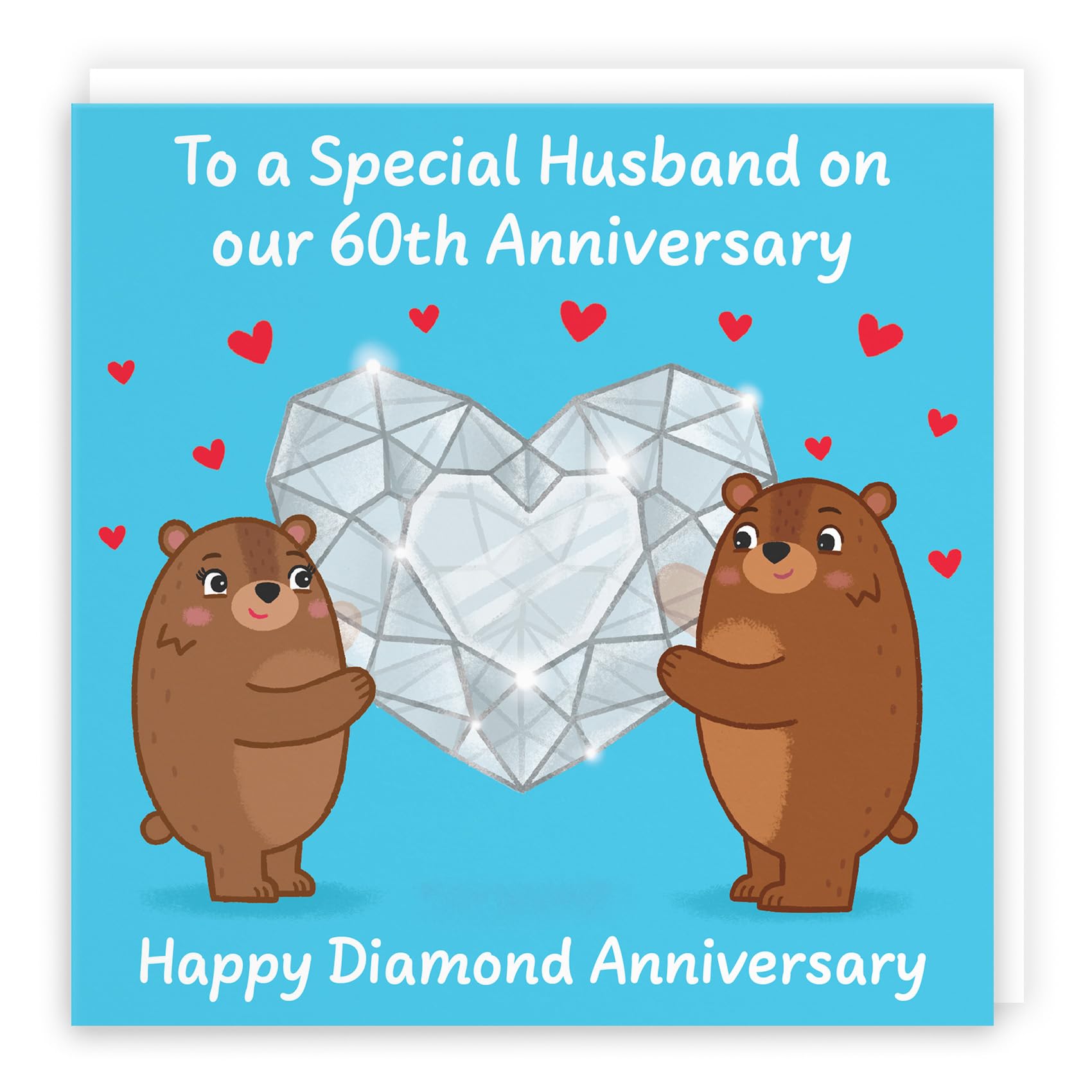 Hunts England - Husband 60th Anniversary Card - Diamond Anniversary - 60 Years - Cute Fun Bears Card - Love Story Collection