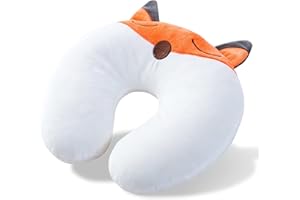 Little Grape Land Kids Travel Pillow 3-8 Y/O - Travel Essentials for Kids Road Trip,Soft Memory Foam Neck Pillows for Airplane,Car Seat,Traveling for Boys/Girls - Orange Fox