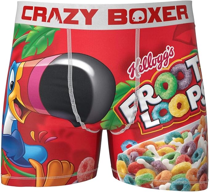 Men's Crazy Boxers Froot Loops Red/White Boxer Briefs at Amazon Men’s