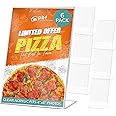 pbf 4x6 Acrylic Sign Holder | 4 x 6 Vertical Stand Up Slanted Sign Holder | Acrylic Stands for Display | Clear Picture Frame, Menu Table Top Stand, Plastic Flyer Holder (6-Pack)
