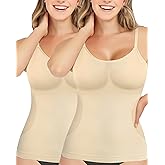 AURUZA 2PCS Womens Shapewear Tummy Control Scoop Neck Camisole Tops for Women Seamless Compression Tank Top Plus Size