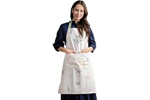 Maison d' Hermine Apron for women 100% Cotton 27.50"x31.50" 1 Piece Adjustable Neck Strap & long ties Apron Men, Chef, Weddin