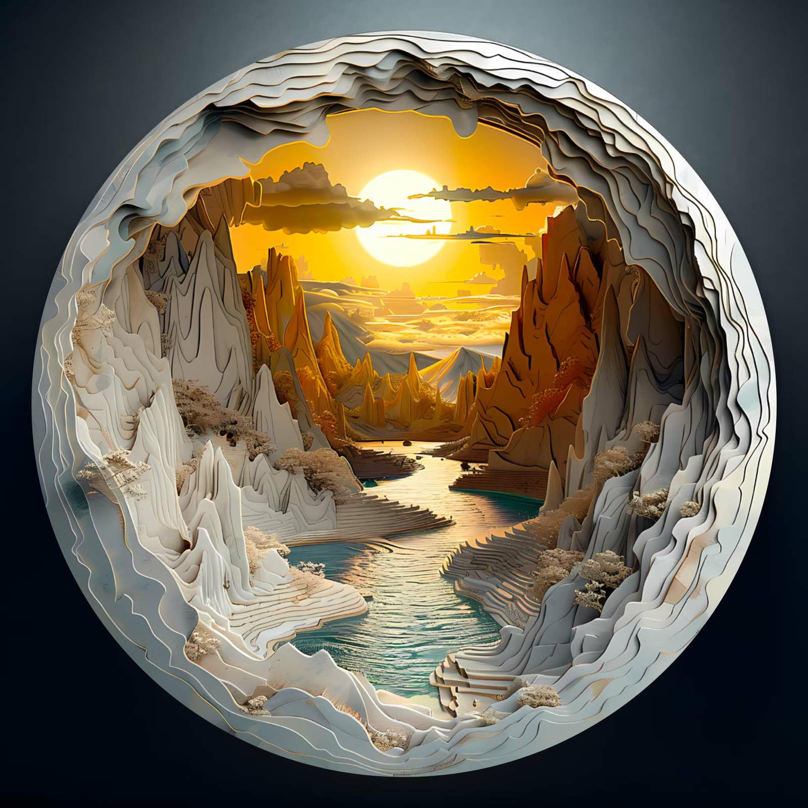 Photo 1 of 1000 Pieces Jigsaw Puzzle for Adults–3D Sunset Canyon, 26.6 x 26.6in Impossible Difficult Hard Challenging Jigsaw Puzzles, Perfect Christmas Birthday Party Home Decor Gift