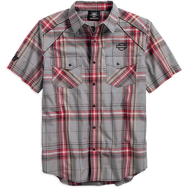 Short Sleeve Men's Casual Shirt Harley-Davidson Men's Blue Grey Plaid Short Sleeve Button-Up Shirt - 100% Cotton Casual Wear Harley-Davidson Blue Men's Size S Short Sleeve Men's Casual Shirt Harley-Davidson Men's Blue Grey Plaid Short Sleeve Button-Up Shirt - 100% Cotton Casual Wear Harley-Davidson Blue Men's Size S